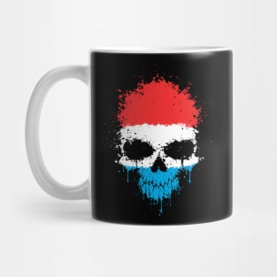 Chaotic Luxembourg Flag Splatter Skull Mug